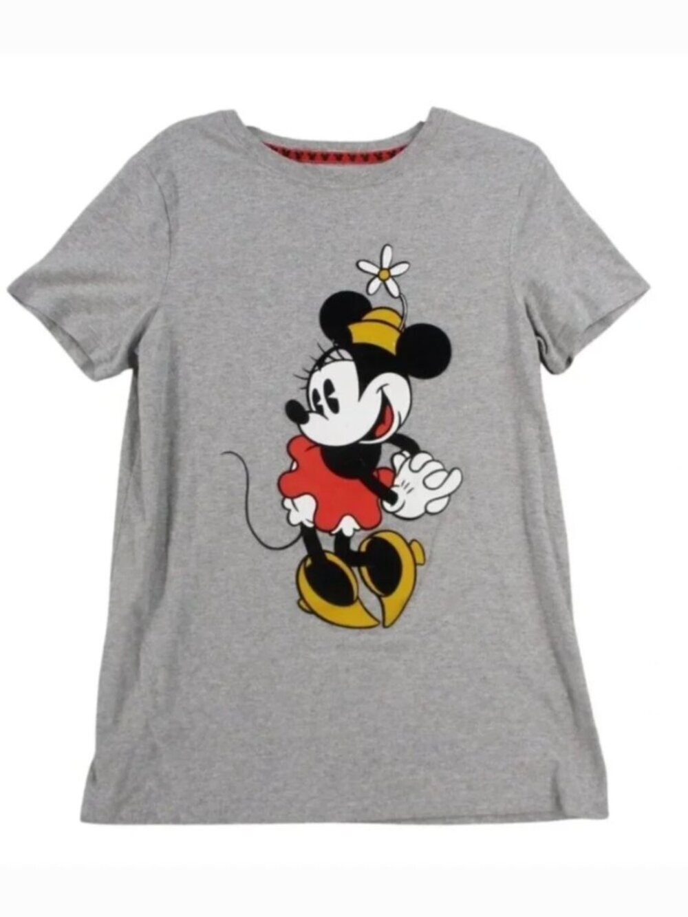 Disney Minnie Mouse T-Shirt XL Flower Hat Cotton Heather Gray Vintage
